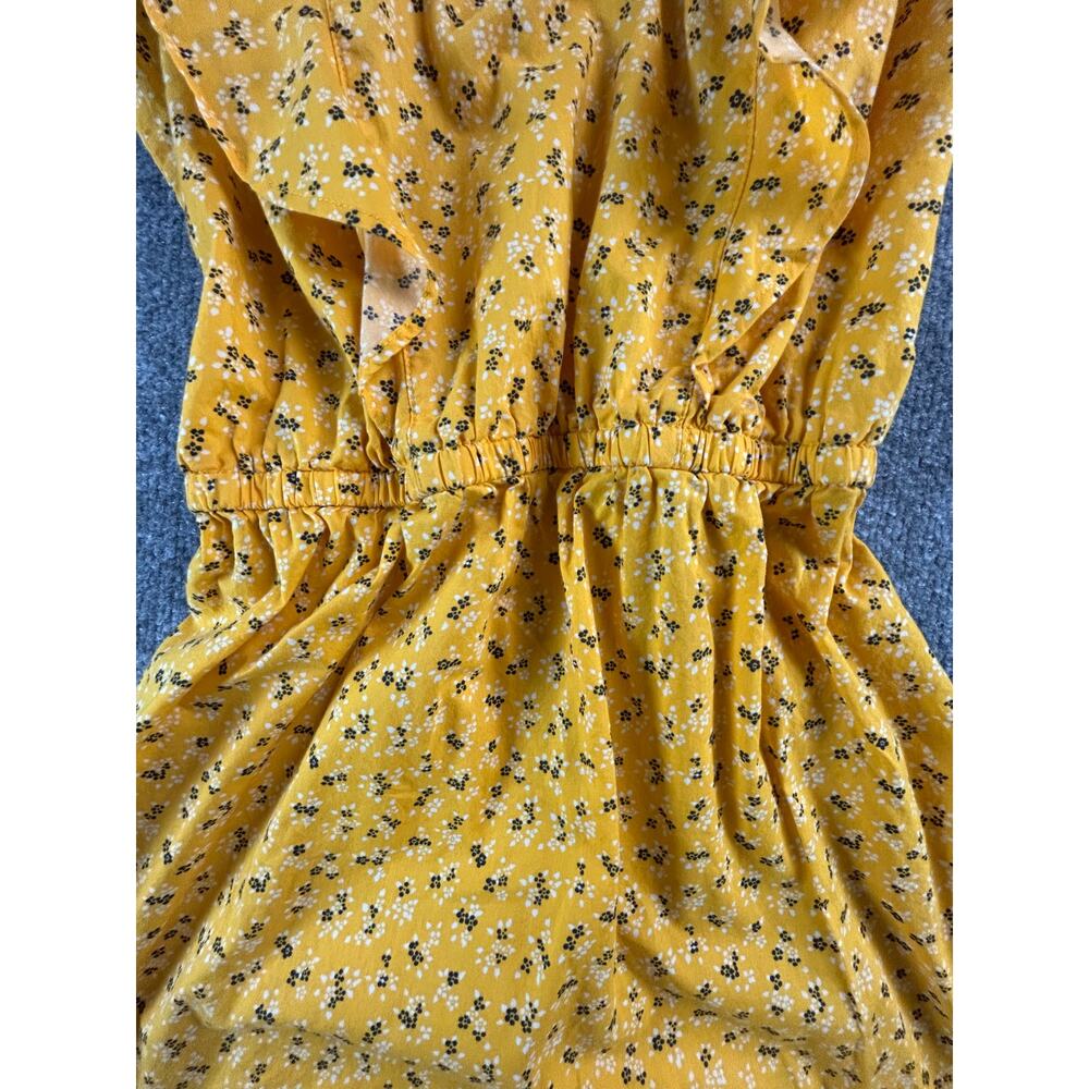 City Streets Women's Small Yellow Floral Ruffle Sleeve Dress Cotton Boho - Picture 5 of 8